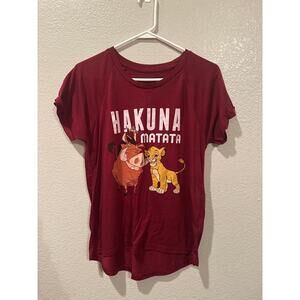 Disney Lion King Hakuna Matata Simba Pumba Timon Maroon Tee L